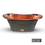 Load image into Gallery viewer, Straight Base Copper Bathtub Polished Copper Interior RAL7024 Graphite grey Exterior