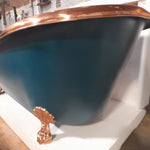 Load image into Gallery viewer, Copper Bathtub RAL 6004 Blue-Green Exterior & Copper Clawfoot Legs