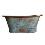 Load image into Gallery viewer, Copper Bathtub Copper Interior & Blue Green Patina Exterior Finish