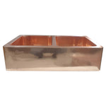 Load image into Gallery viewer, Double Bowl Copper Kitchen Sink Front Apron Smooth Shining Copper Finish