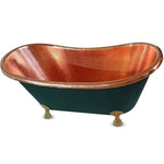 Load image into Gallery viewer, Hammered Clawfoot Copper Bathtub RAL 6004 Blue-Green Exterior