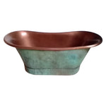 Load image into Gallery viewer, Copper Tub Style Sink Blue Green Patina Exterior Antique Copper Interior