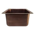 Load image into Gallery viewer, Square Copper Bar Sink Antique Hammered Undermount Sink 14" x 14" x 8"
