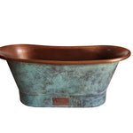 Load image into Gallery viewer, Copper Bathtub Copper Interior & Blue Green Patina Exterior Finish