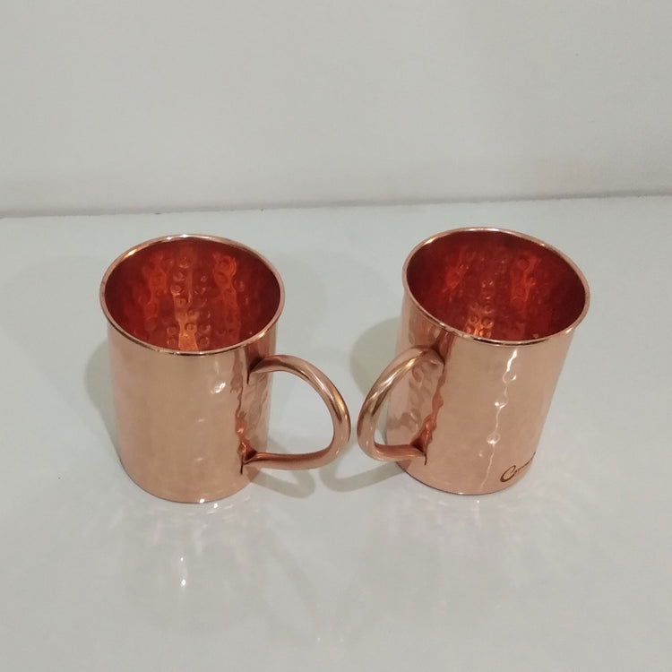 Cylindrical Copper Mugs Hammered