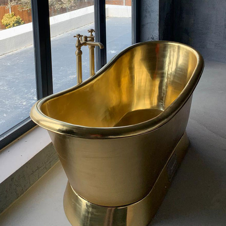 Slanting Base Brass Bathtub Polished Full Brass Finish