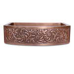 Load image into Gallery viewer, D Shape Vine Design Front Apron Copper Kitchen Sink
