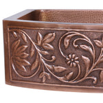 Load image into Gallery viewer, D Shape Vine Design Front Apron Copper Kitchen Sink
