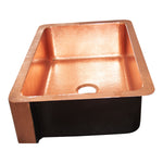 Load image into Gallery viewer, Single Bowl Copper Kitchen Sink Front Apron Hammered Shining Copper Finish