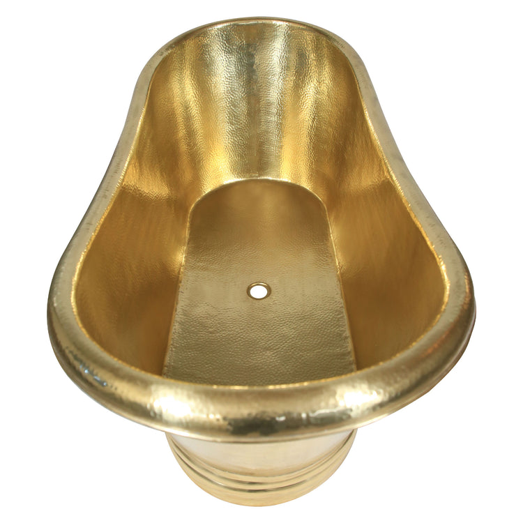 Hammered Brass Bathtub Full Brass Finish with Cascading Base