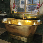 Load image into Gallery viewer, Straight Base Brass Bathtub Full Polished Brass Finish