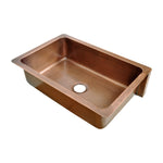 Load image into Gallery viewer, Single Bowl Square Mirror in Box Front Apron Copper Kitchen Sink