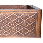 Load image into Gallery viewer, Single Bowl Two Squares in one Square Pattern front apron Copper Kitchen Sink