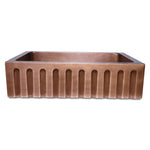 Load image into Gallery viewer, Single Bowl Vertical Parallel Lines Front Apron Copper Kitchen Sink
