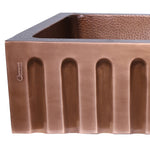 Load image into Gallery viewer, Single Bowl Vertical Parallel Lines Front Apron Copper Kitchen Sink