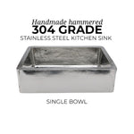 Load image into Gallery viewer, Stainless Steel Kitchen Sink Front Apron Hammered Single Bowl