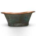 Load image into Gallery viewer, Copper Bathtub Copper Interior & Blue Green Patina Exterior with Beading on Base
