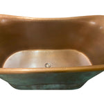 Load image into Gallery viewer, Copper Bathtub Copper Interior & Blue Green Patina Exterior with Beading on Base