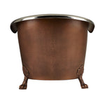 Load image into Gallery viewer, Copper Clawfoot Tub Nickel Interior Antique Hammered Copper Exterior Double Slipper