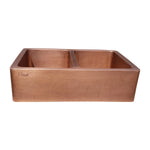 Load image into Gallery viewer, Double Bowl Hammered Front Apron Copper Kitchen Sink Antique Finish