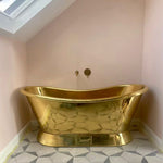 Load image into Gallery viewer, Slanting Base Brass Bathtub Polished Full Brass Finish