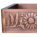 Load image into Gallery viewer, Double Bowl Sunflower Design Front Apron Copper Kitchen Sink