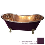 Load image into Gallery viewer, Clawfoot Copper Bathtub Polish Copper Inside RAL 4007 Purple violet Outside
