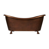 Hammered Clawfoot Copper Double Slipper Tub