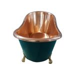 Load image into Gallery viewer, Copper Bathtub RAL 6004 Blue green Exterior & Brass Clawfoot Legs
