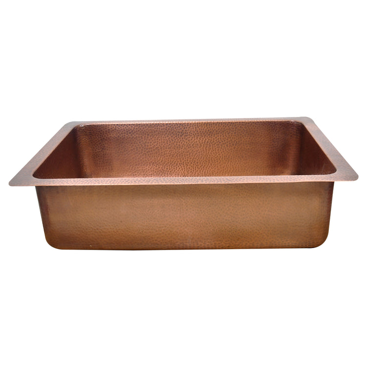 Single Bow Single Wall Hammered Copper Kitchen Sink
