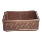 Load image into Gallery viewer, Single Bowl Diagonal Brick Front Apron Copper Kitchen Sink