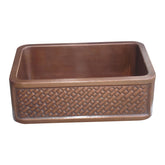 Single Bowl Diagonal Brick Front Apron Copper Kitchen Sink