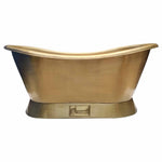 Load image into Gallery viewer, Slanting Base Brass Bathtub Brushed Full Brass Finish