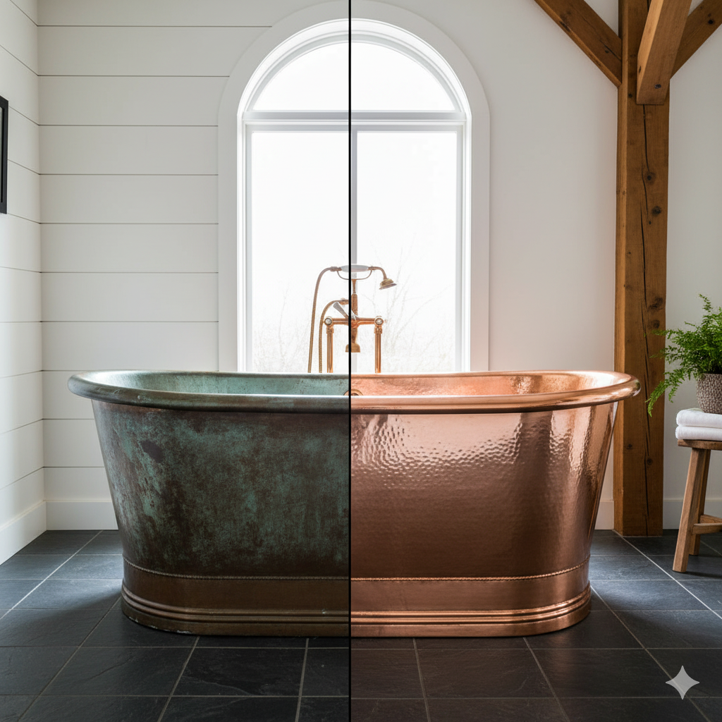 The Evolving Beauty of Copper Bathtubs: Shine and Patina
