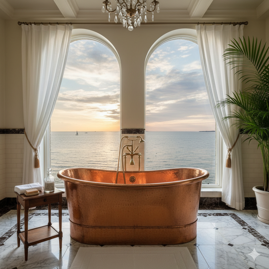 A Sea-Facing Copper Bathtub: Where Luxury Meets Serenity