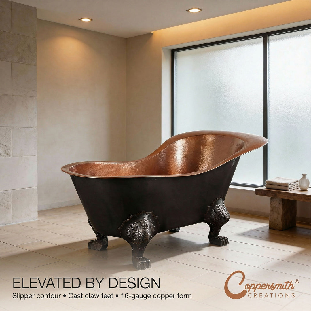 Clawfoot Copper Tub Chinese Style - The Bridgerton Bath