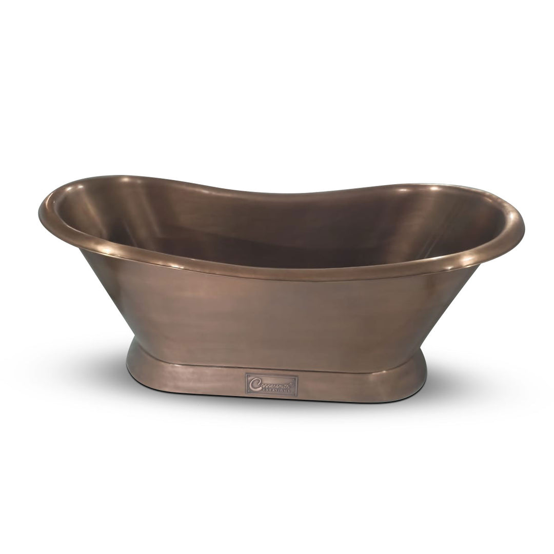 Slanting Base Copper Bathtub Plain Antique Finish