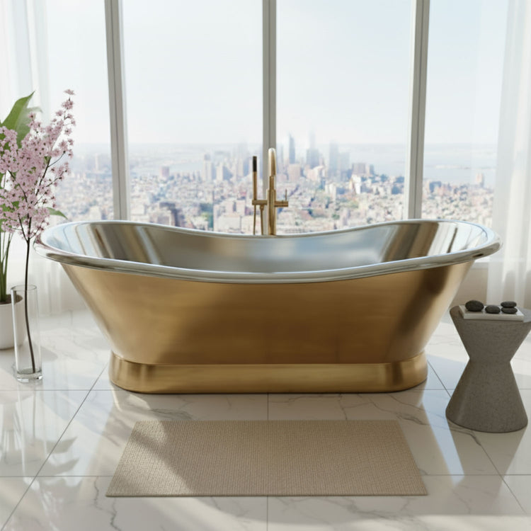 2000mm Slanting Base Brass Bathtub Nickel Interior (No Branding Plaque)