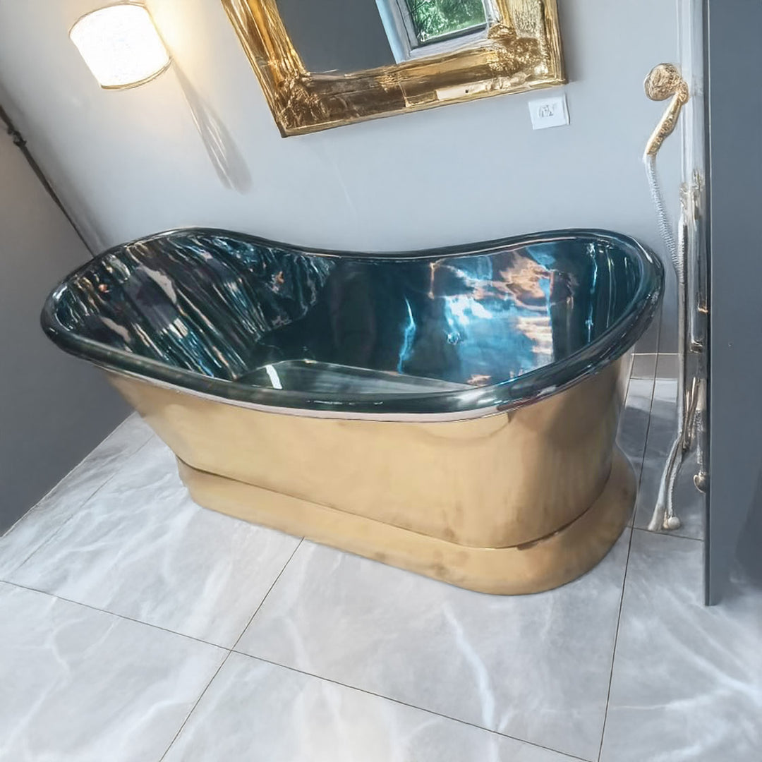 2000mm Slanting Base Brass Bathtub Nickel Interior (No Branding Plaque)