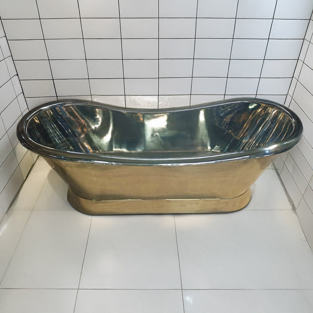 2000mm Slanting Base Brass Bathtub Nickel Interior (No Branding Plaque)