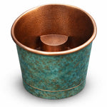 Load image into Gallery viewer, 39-Inch Japanese Soaking Copper Bathtub Hammered Antique Copper Interior Blue-Green
