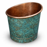 Load image into Gallery viewer, 39-Inch Japanese Soaking Copper Bathtub Hammered Antique Copper Interior Blue-Green
