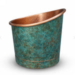 Load image into Gallery viewer, 39-Inch Japanese Soaking Copper Bathtub Hammered Antique Copper Interior Blue-Green
