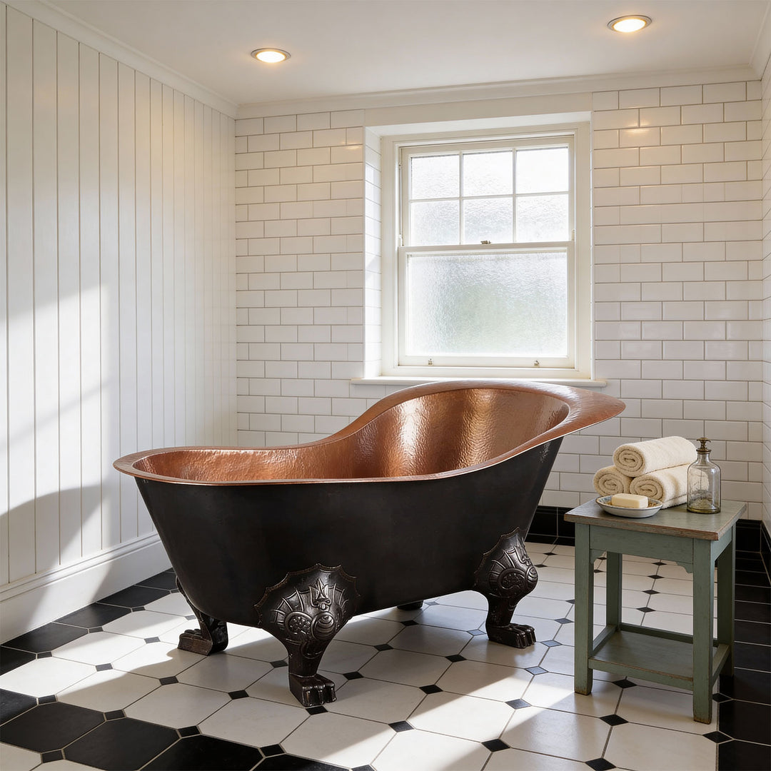 Clawfoot Copper Tub Chinese Style - The Bridgerton Bath