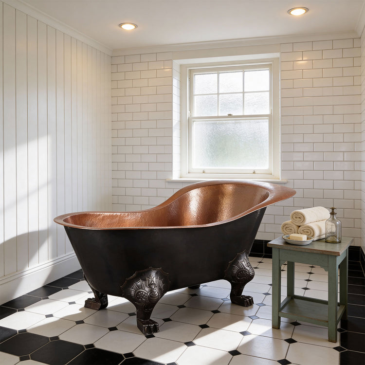 Clawfoot Copper Tub Chinese Style - The Bridgerton Bath