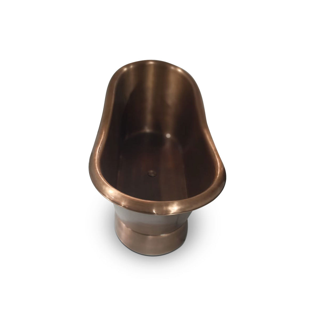 Slanting Base Copper Bathtub Plain Antique Finish