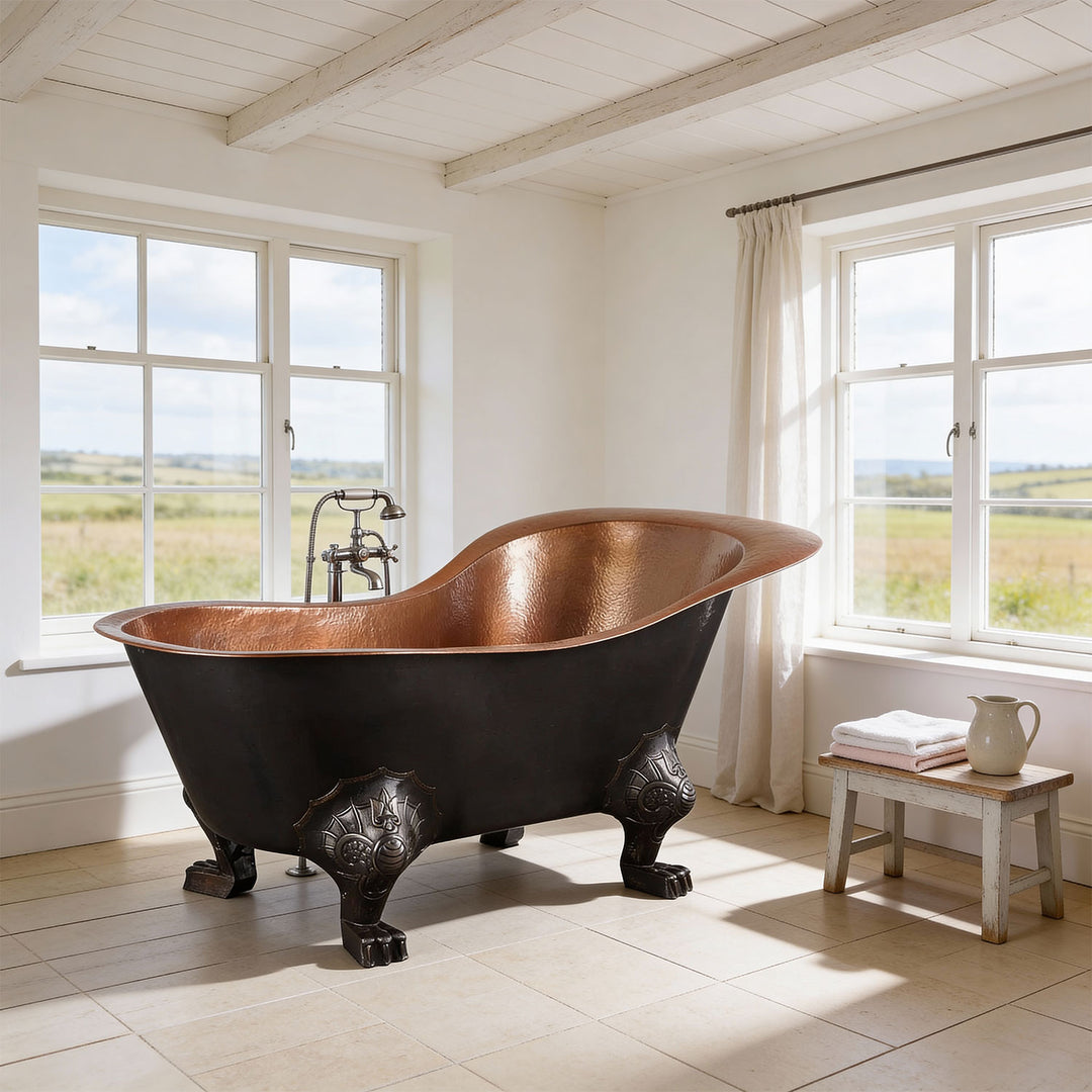 Clawfoot Copper Tub Chinese Style - The Bridgerton Bath