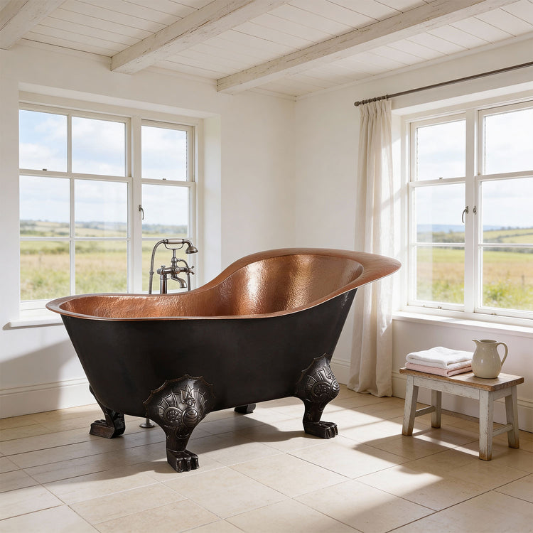 Clawfoot Copper Tub Chinese Style - The Bridgerton Bath