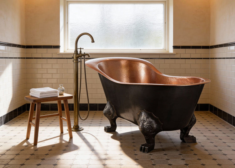 Clawfoot Copper Tub Chinese Style - The Bridgerton Bath