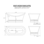 Load image into Gallery viewer, Ribbed Base Smooth Double Slipper Nickel Interior Copper Bathtub
